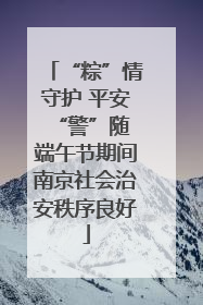 “粽”情守护 平安“警”随 端午节期间南京社会治安秩序良好