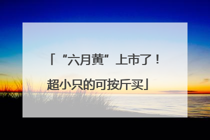 “六月黄”上市了！超小只的可按斤买