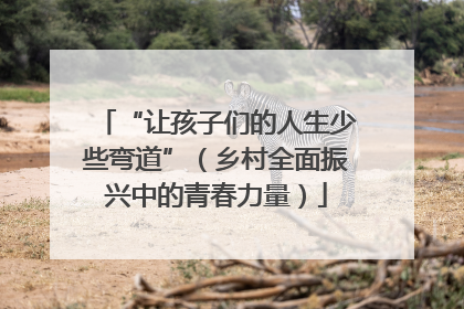 “让孩子们的人生少些弯道”（乡村全面振兴中的青春力量）