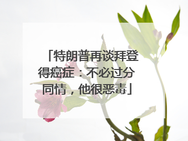特朗普再谈拜登得癌症：不必过分同情，他很恶毒