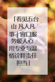 看见五台山 凡人凡事｜窗口服务暖人心 用专业与温情诠释责任担当