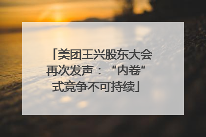 美团王兴股东大会再次发声：“内卷”式竞争不可持续
