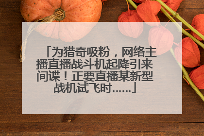 为猎奇吸粉，网络主播直播战斗机起降引来间谍！正要直播某新型战机试飞时……