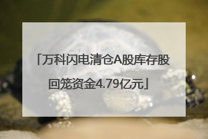 万科闪电清仓A股库存股 回笼资金4.79亿元