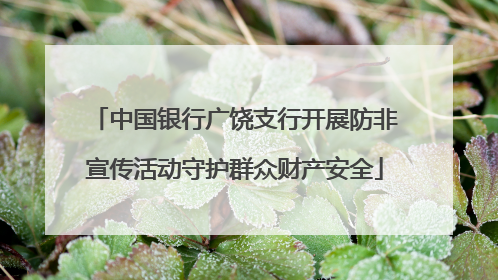 中国银行广饶支行开展防非宣传活动守护群众财产安全