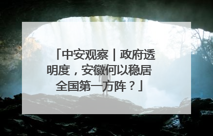中安观察｜政府透明度，安徽何以稳居全国第一方阵？