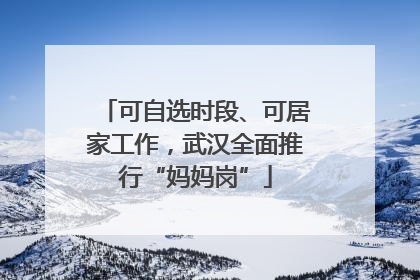 可自选时段、可居家工作，武汉全面推行“妈妈岗”