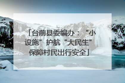 台前县委编办：“小设施”护航“大民生” 保障村民出行安全
