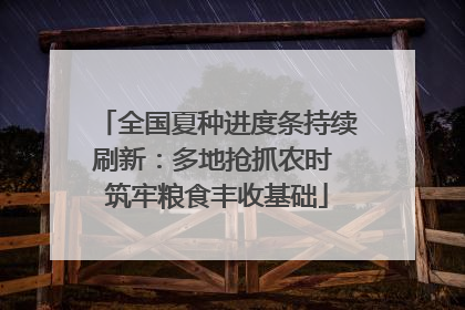 全国夏种进度条持续刷新：多地抢抓农时 筑牢粮食丰收基础