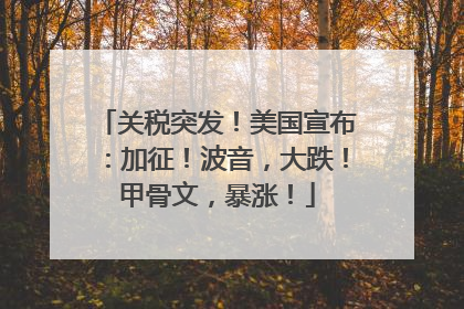 关税突发！美国宣布：加征！波音，大跌！甲骨文，暴涨！