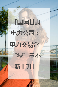 国网甘肃电力公司：电力交易含“绿”量不断上升