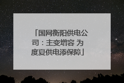 国网衡阳供电公司：主变增容 为度夏供电添保障