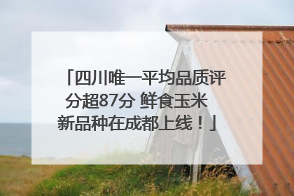 四川唯一平均品质评分超87分 鲜食玉米新品种在成都上线！