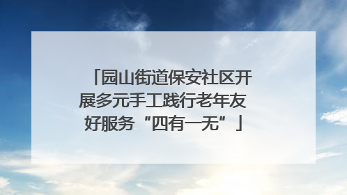 园山街道保安社区开展多元手工践行老年友好服务“四有一无”