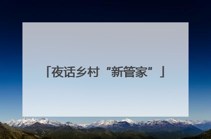 夜话乡村“新管家”