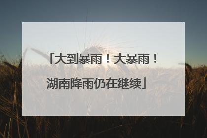 大到暴雨！大暴雨！湖南降雨仍在继续