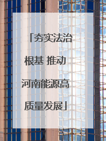 夯实法治根基 推动河南能源高质量发展