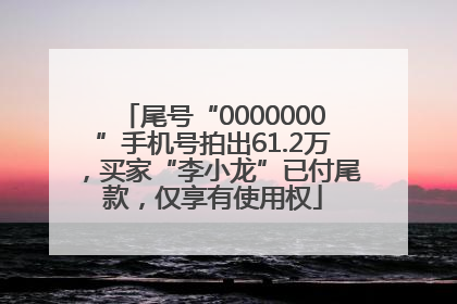 尾号“0000000”手机号拍出61.2万，买家“李小龙”已付尾款，仅享有使用权