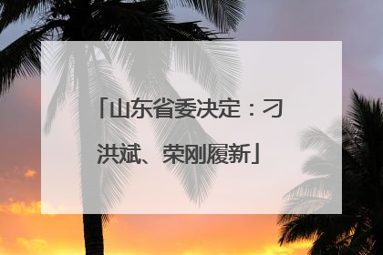 山东省委决定：刁洪斌、荣刚履新