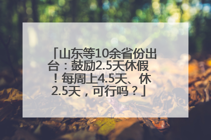 山东等10余省份出台：鼓励2.5天休假！每周上4.5天、休2.5天，可行吗？