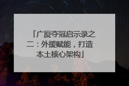 广厦夺冠启示录之二：外援赋能，打造本土核心架构