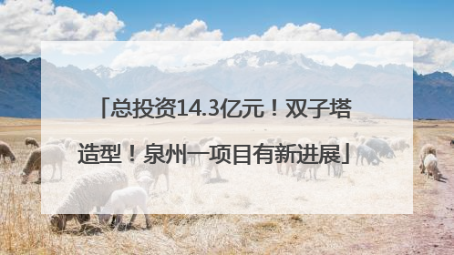 总投资14.3亿元！双子塔造型！泉州一项目有新进展