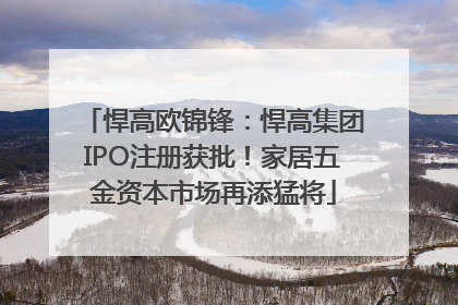 悍高欧锦锋：悍高集团IPO注册获批！家居五金资本市场再添猛将