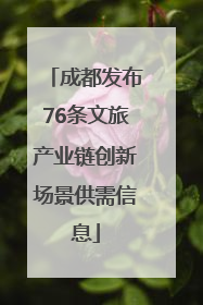 成都发布76条文旅产业链创新场景供需信息