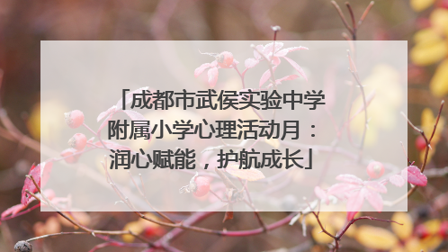 成都市武侯实验中学附属小学心理活动月：润心赋能，护航成长