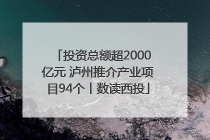 投资总额超2000亿元 泸州推介产业项目94个丨数读西投