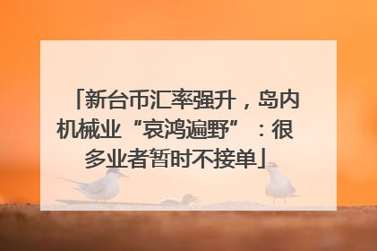 新台币汇率强升，岛内机械业“哀鸿遍野”：很多业者暂时不接单