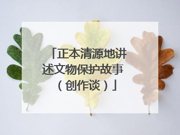 正本清源地讲述文物保护故事（创作谈）