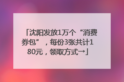沈阳发放1万个“消费券包”，每份3张共计180元，领取方式→