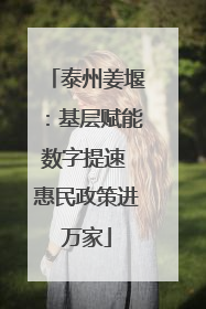 泰州姜堰：基层赋能数字提速 惠民政策进万家