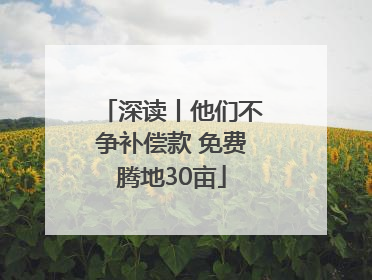 深读丨他们不争补偿款 免费腾地30亩
