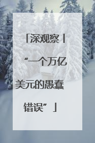 深观察丨“一个万亿美元的愚蠢错误”