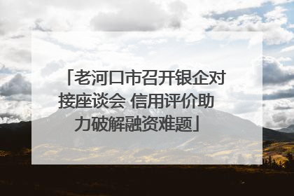 老河口市召开银企对接座谈会 信用评价助力破解融资难题