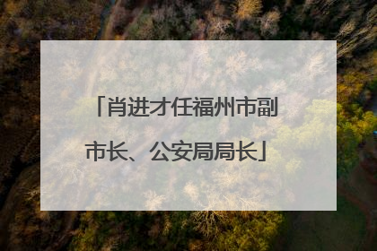 肖进才任福州市副市长、公安局局长