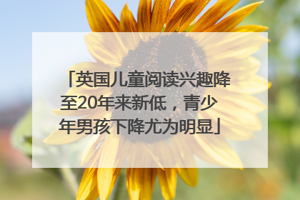 英国儿童阅读兴趣降至20年来新低，青少年男孩下降尤为明显