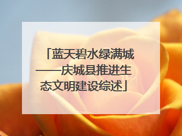 蓝天碧水绿满城——庆城县推进生态文明建设综述