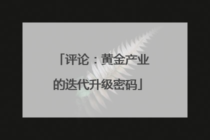 评论：黄金产业的迭代升级密码