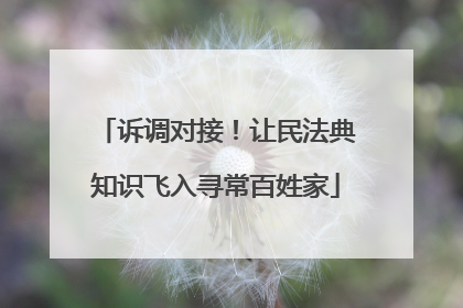 诉调对接！让民法典知识飞入寻常百姓家