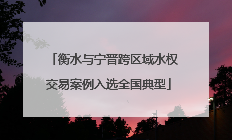 衡水与宁晋跨区域水权交易案例入选全国典型