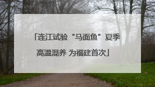 连江试验“马面鱼”夏季高温混养 为福建首次