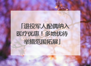 退役军人配偶纳入医疗优惠！多地优待举措范围拓展