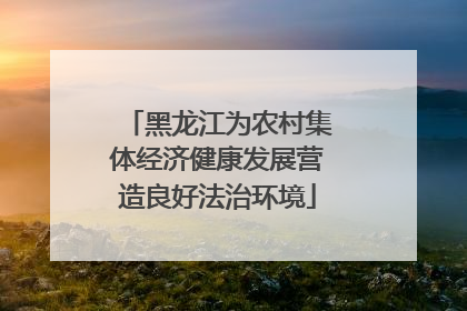 黑龙江为农村集体经济健康发展营造良好法治环境
