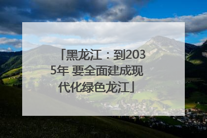 黑龙江：到2035年 要全面建成现代化绿色龙江